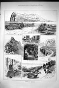 Old Print 1883 Rock Gibraltar Southport Gate Europa Point Signal Station 19th