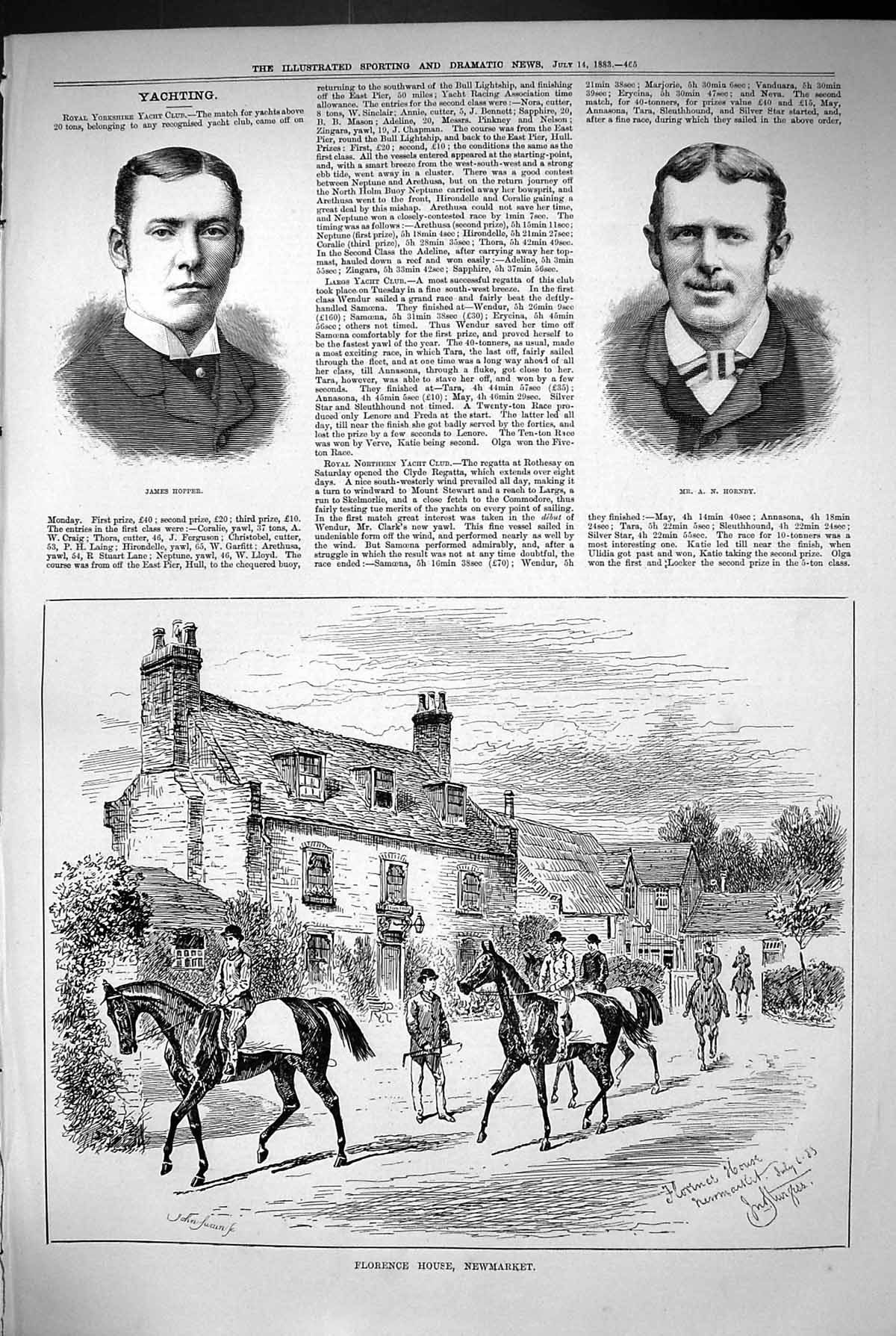 Old Portrait James Hopper Hornby 1883 Florence House Newmarket Horses Victorian