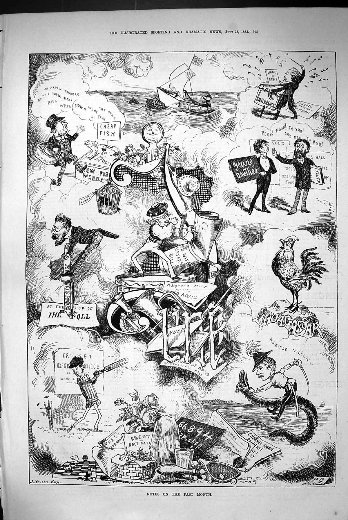 Old 1883 Month Notes Fish Market Cricket Channel Tunnel Mandel Music Victorian