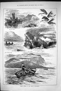 Old 1883 Salmon Fishing Lakes Killarney Ross Castle Hunting Otter Fli Victorian