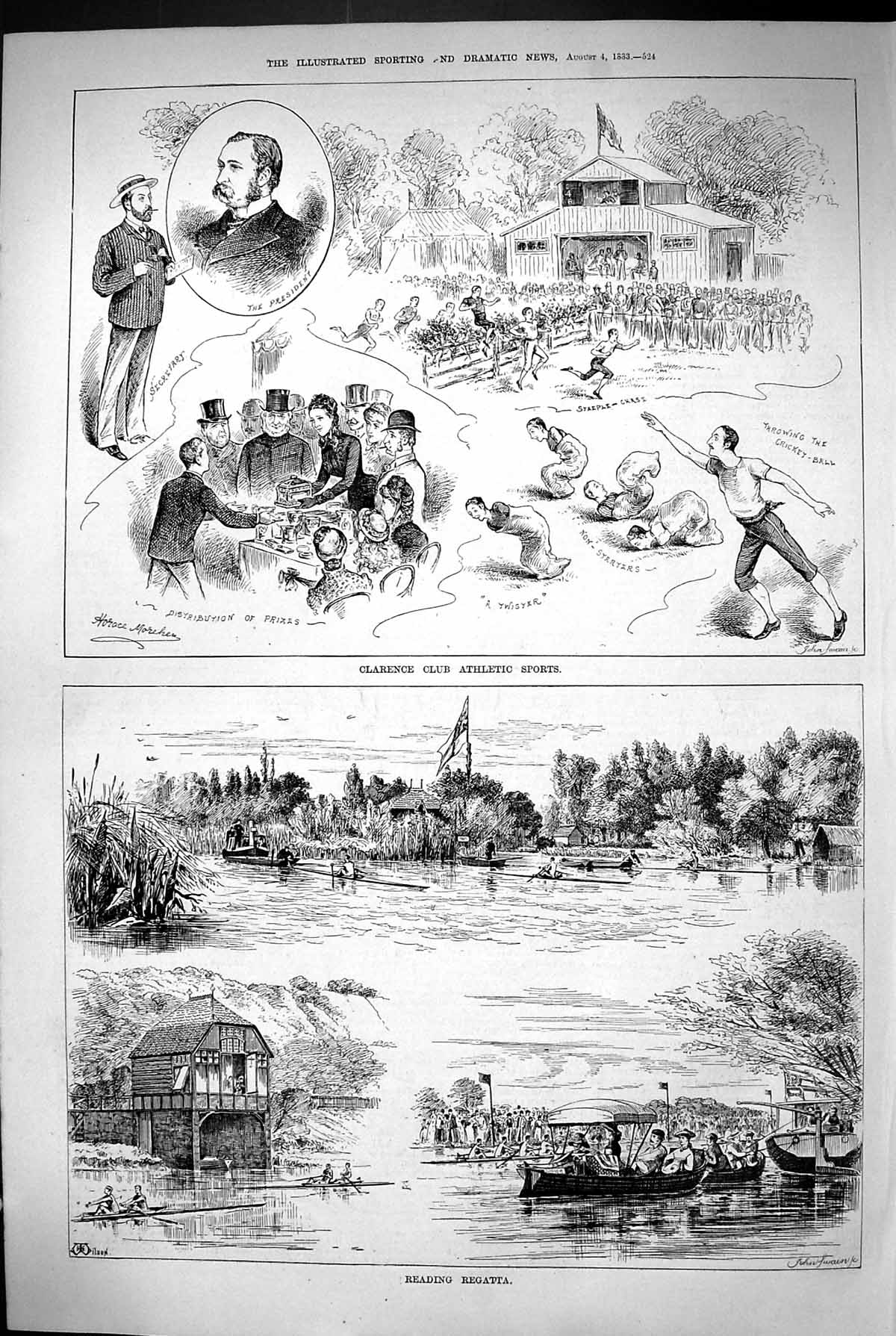 Old 1883 Clarence Club Athletic Sports Throwing Cricket Ball Reading Victorian