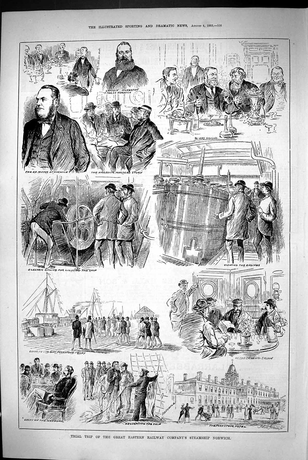 Old 1883 Trial Trip Great Eastern Railway Steamship Norwich Park Ston Victorian