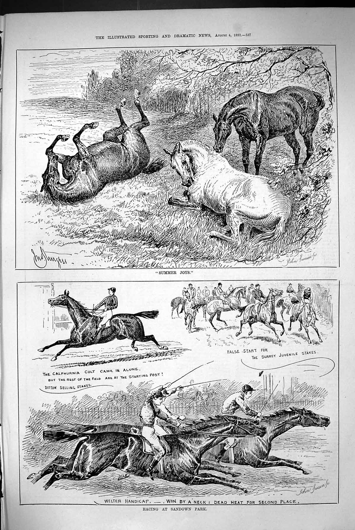 Old 1883 Horse Racing Sandown Park Welter Handicap Ditton Surrey Stak Victorian