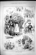 Original Old Antique Print 1883 Boulogne France Fete Beach Scene Swain 19th