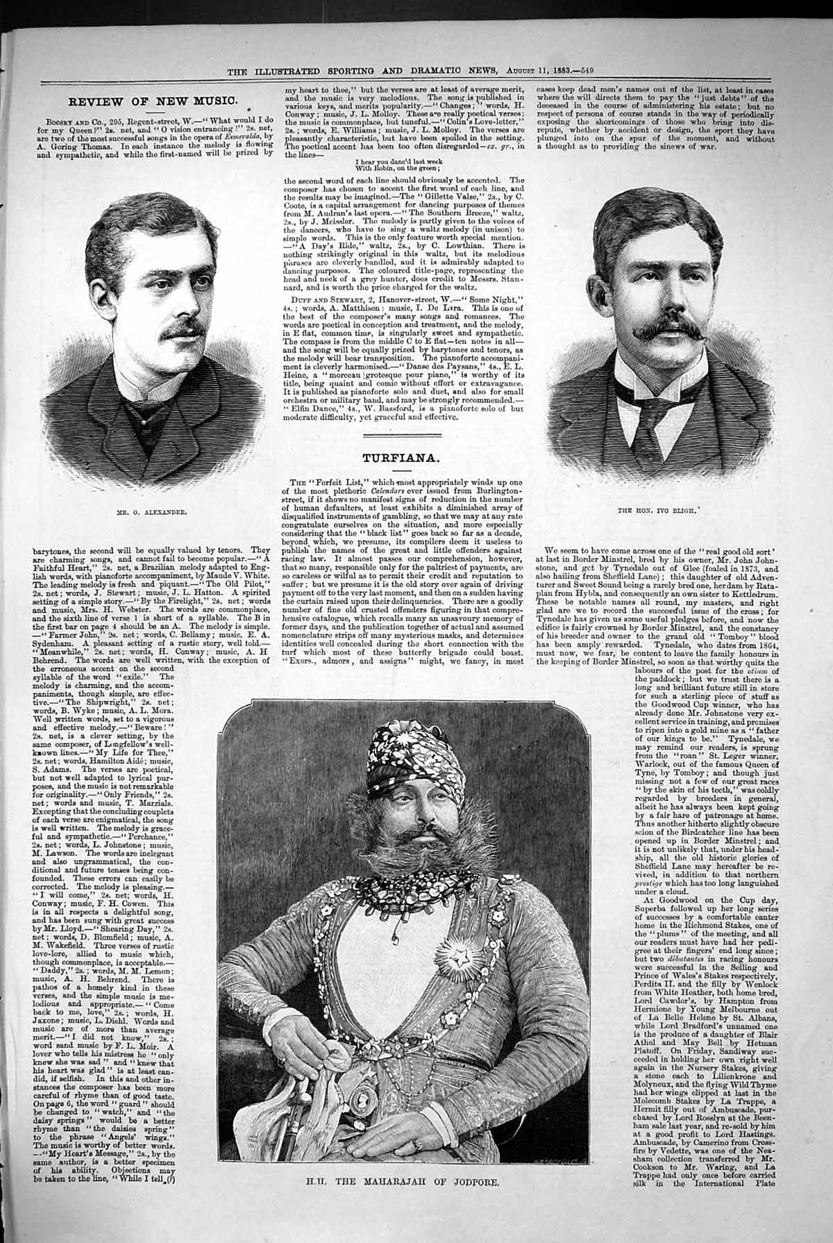 Antique Print 1883 Portrait Alexander Ivo Bligh Portrait Maharajah Jodpore 19th