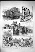 Old 1883 Holiday Resorts Isle Man Rushen Castle Peel Kirk Braddon Sho Victorian