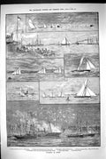 Old 1883 Yachting Cowes Waterwitch Yachts Cutters Yawls Southsea Ditt Victorian