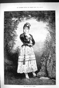 Original Old Antique Print 1883 Portrait Mme. Marie Roze Carmen Beautiful Woman