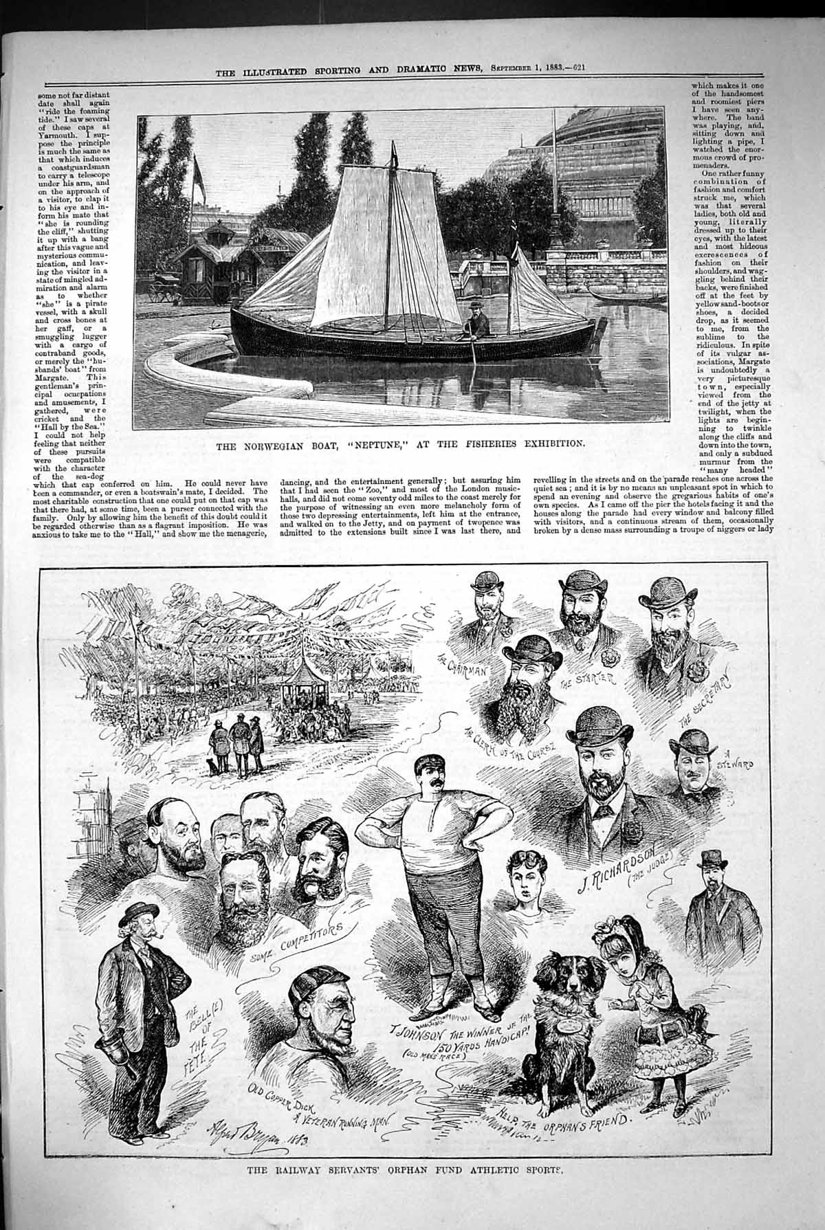 Old 1883 Norwegian Boat Neptune Railway Servants Orphan Fund Athletic Victorian
