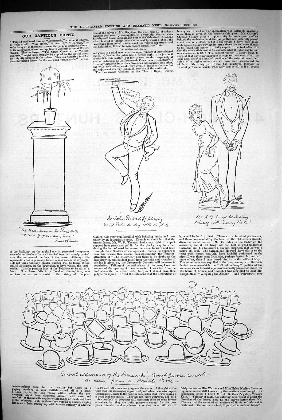 Old Antique Print 1883 Captious Critic John Radcliff Crowe Covent Garden 19th