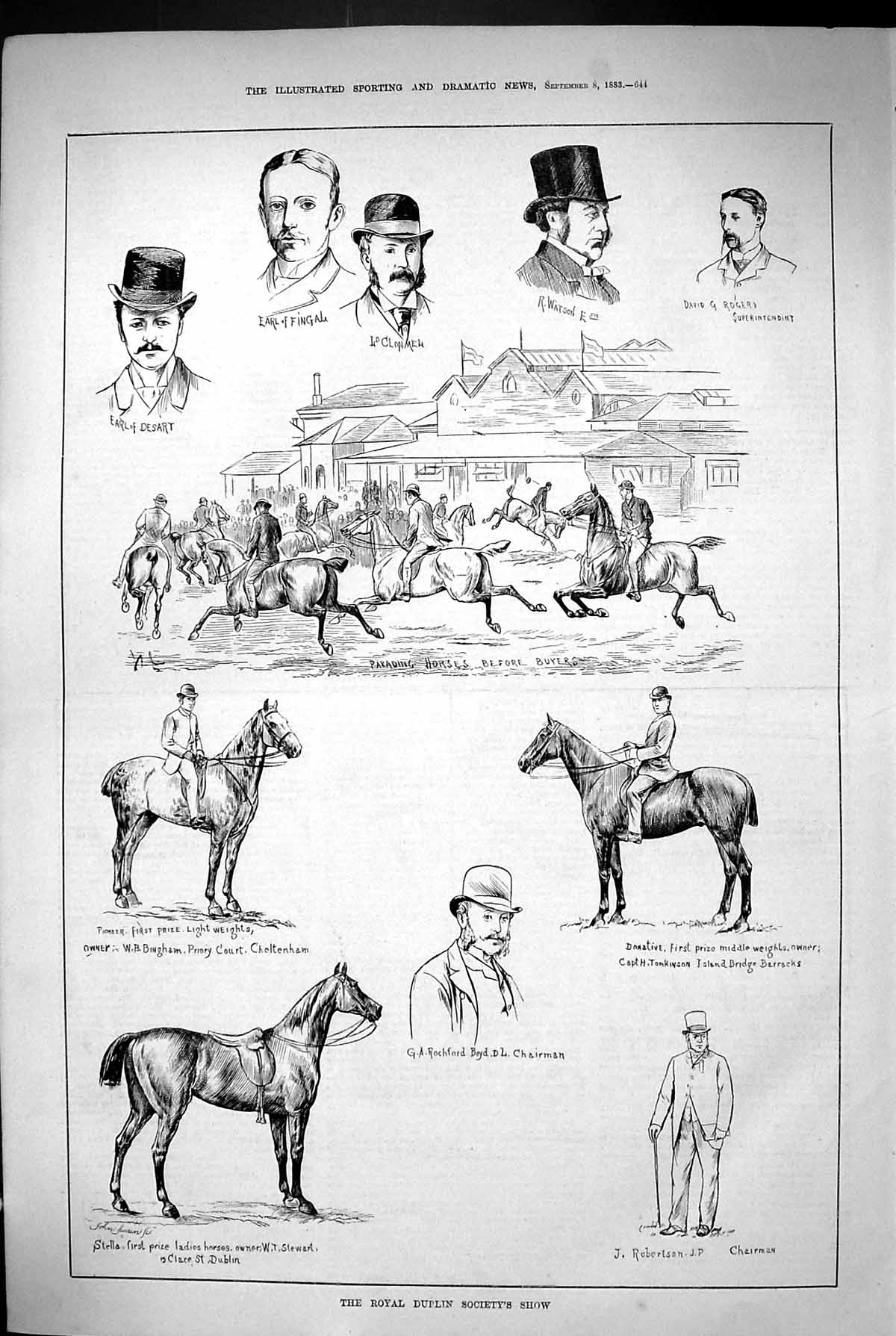 Old 1883 Royal Dublin Society Show Horses Earl Desart Fingal Watson R Victorian