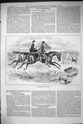 Old Print 1883 Health-Giving Pursuit Horses Man Lady Beach Scene Man Dog 19th