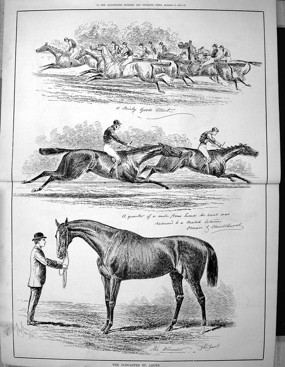 Old Sporting Dramatic News 1883 Doncaster St. Leger Horse Racing Spor 0 19th