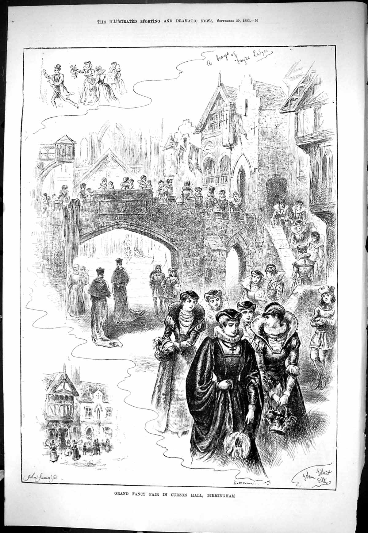 Old Sporting Dramatic News 1883 Grand Fancy Fair Curzon Hall Birmingh Victorian