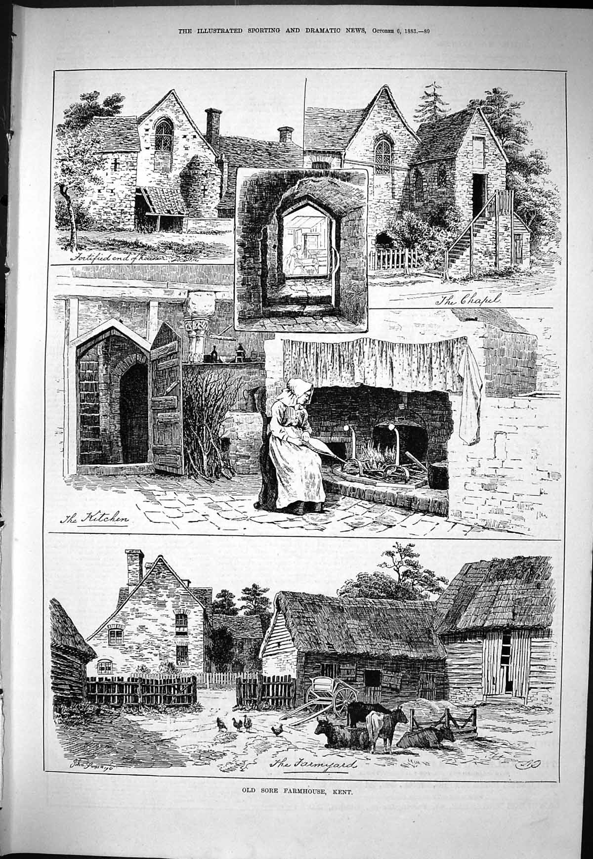 Antique Print Sporting Dramatic News 1883 Sore Farmhouse Kent Farmyard Chap