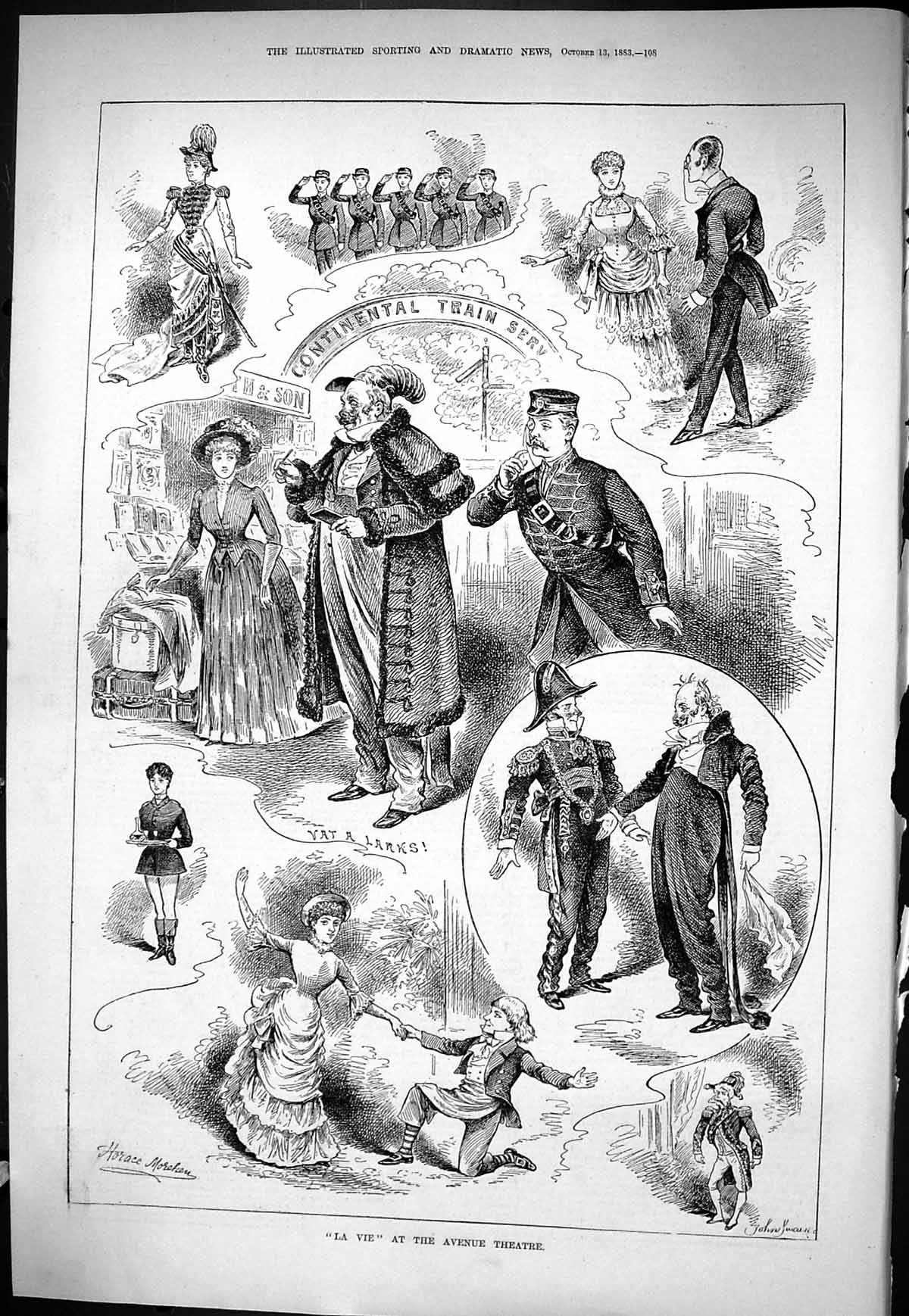 Old Print Sporting Dramatic News 1883 La View Avenue Theatre Actors Swain 19th