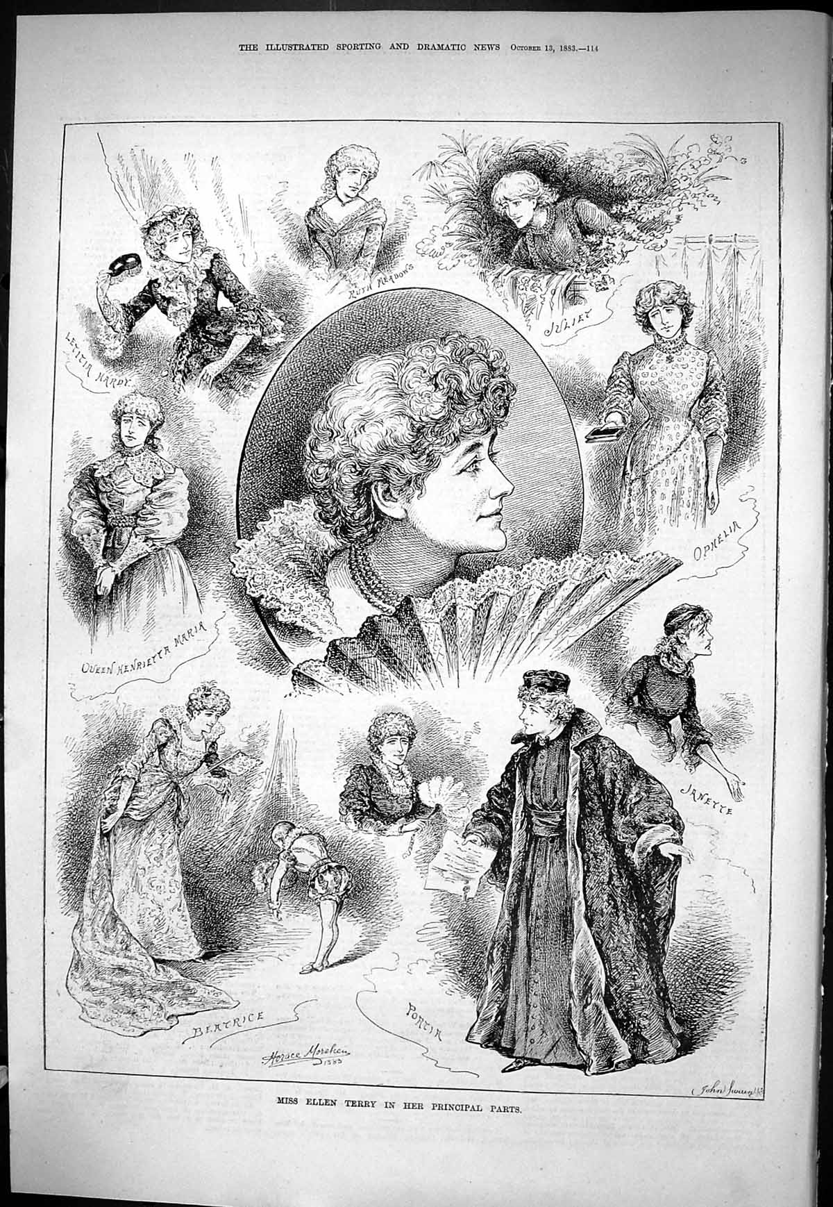 Old Sporting Dramatic News 1883 Ellen Terry Theatre Queen Juliet Ophe Victorian