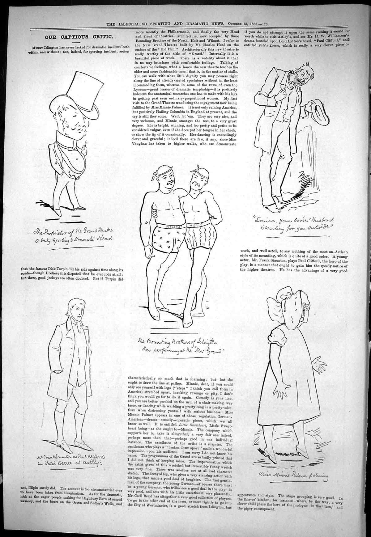 Old Sporting Dramatic News 1883 Captious Critic Theatre Clifford Loui Victorian