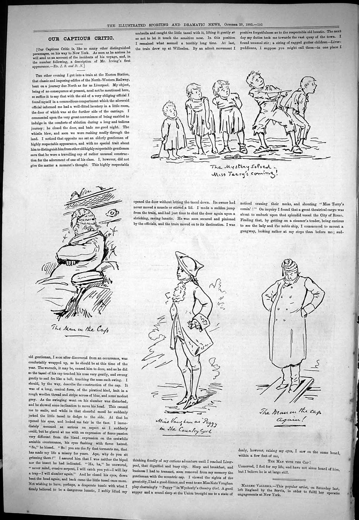 Old Sporting Dramatic News 1883 Captious Critic Theatre Vaughan Sketc Victorian