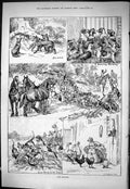 Old Sporting Dramatic News 1883 Fox Cub Hunting Sport Horses Hounds D Victorian