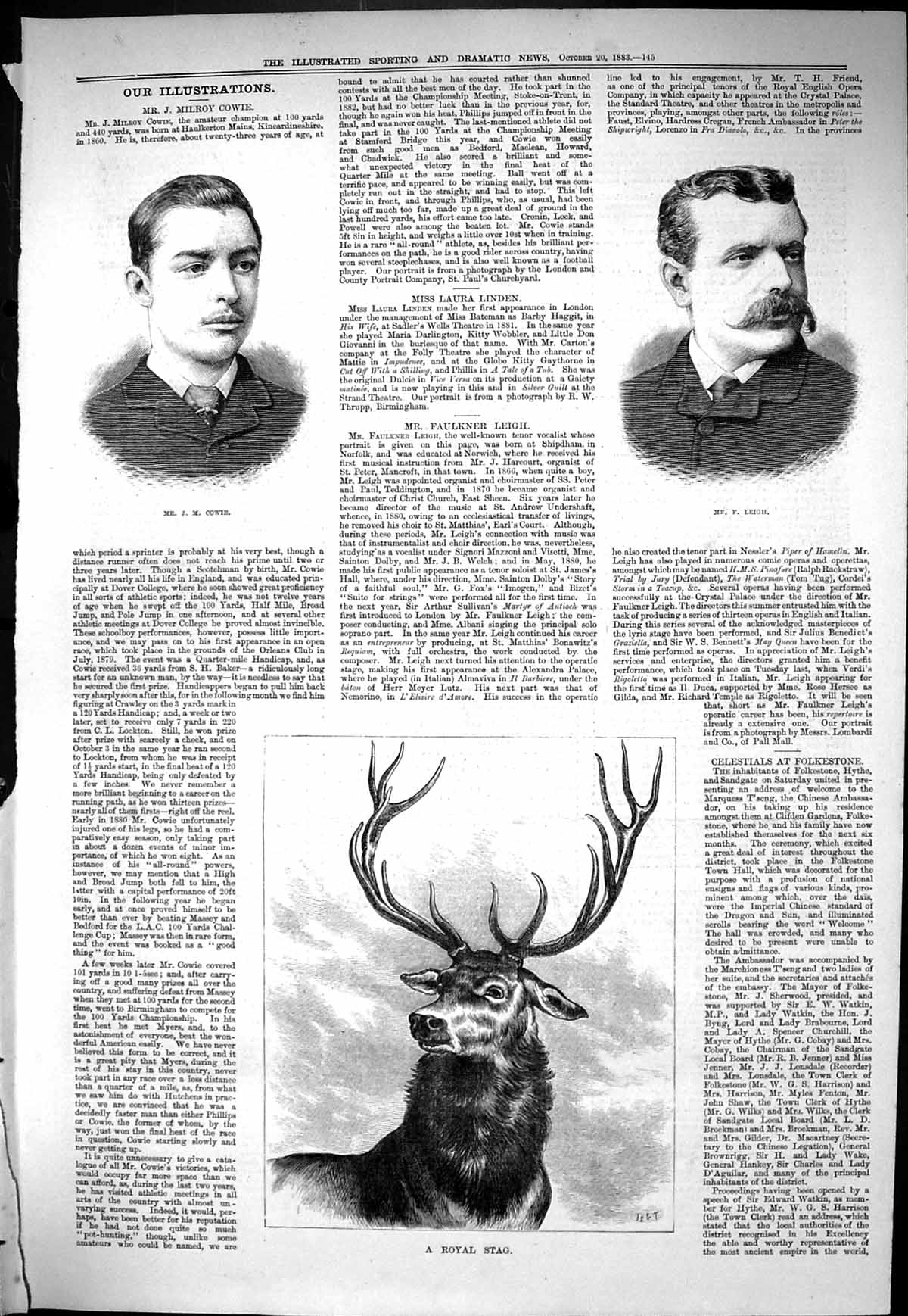 Old Sporting Dramatic News 1883 Milroy Cowie Faulkner Leigh Royal Sta Victorian