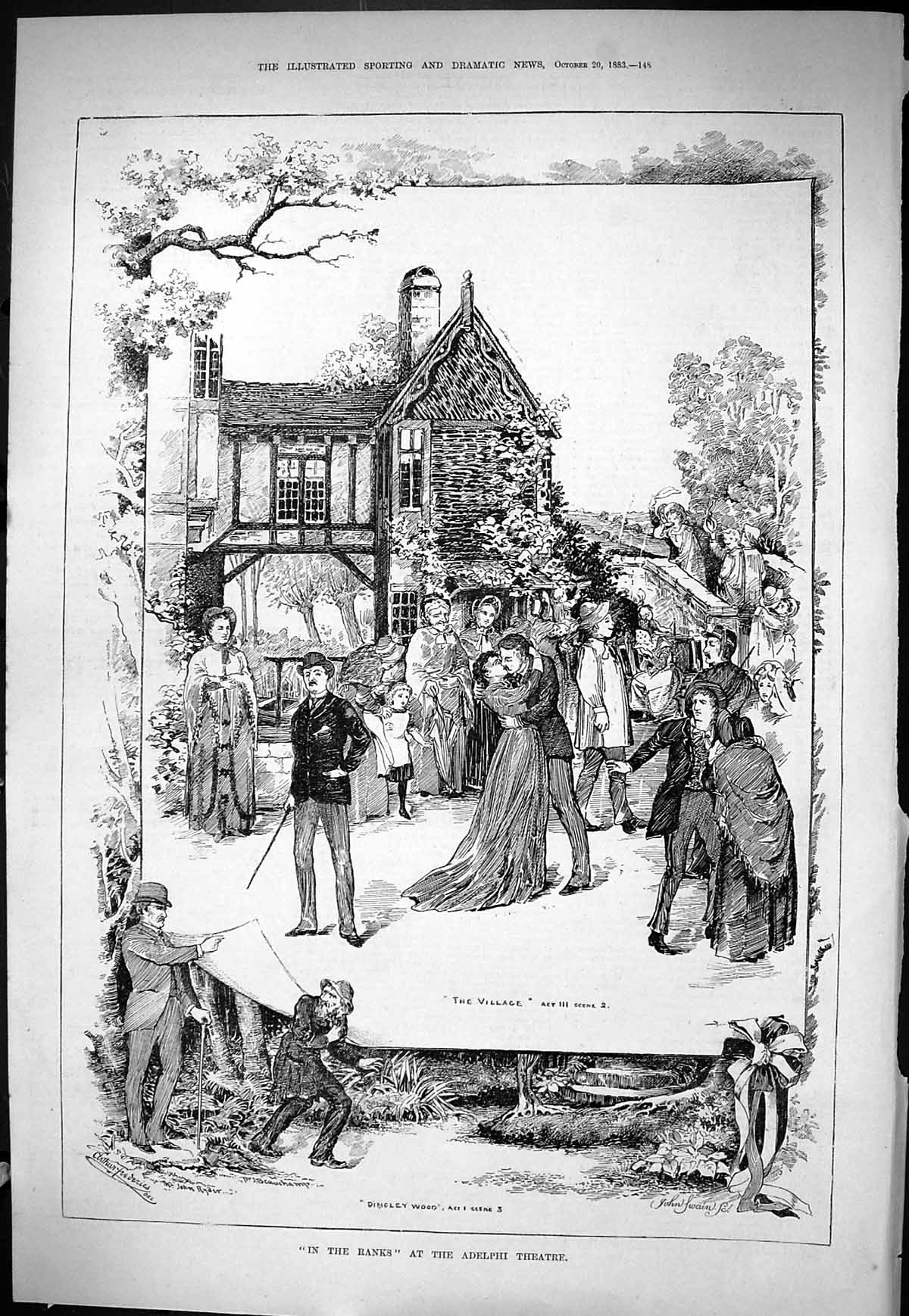 Old Sporting Dramatic News 1883 In The Ranks Adelphi Theatre Dingley Victorian