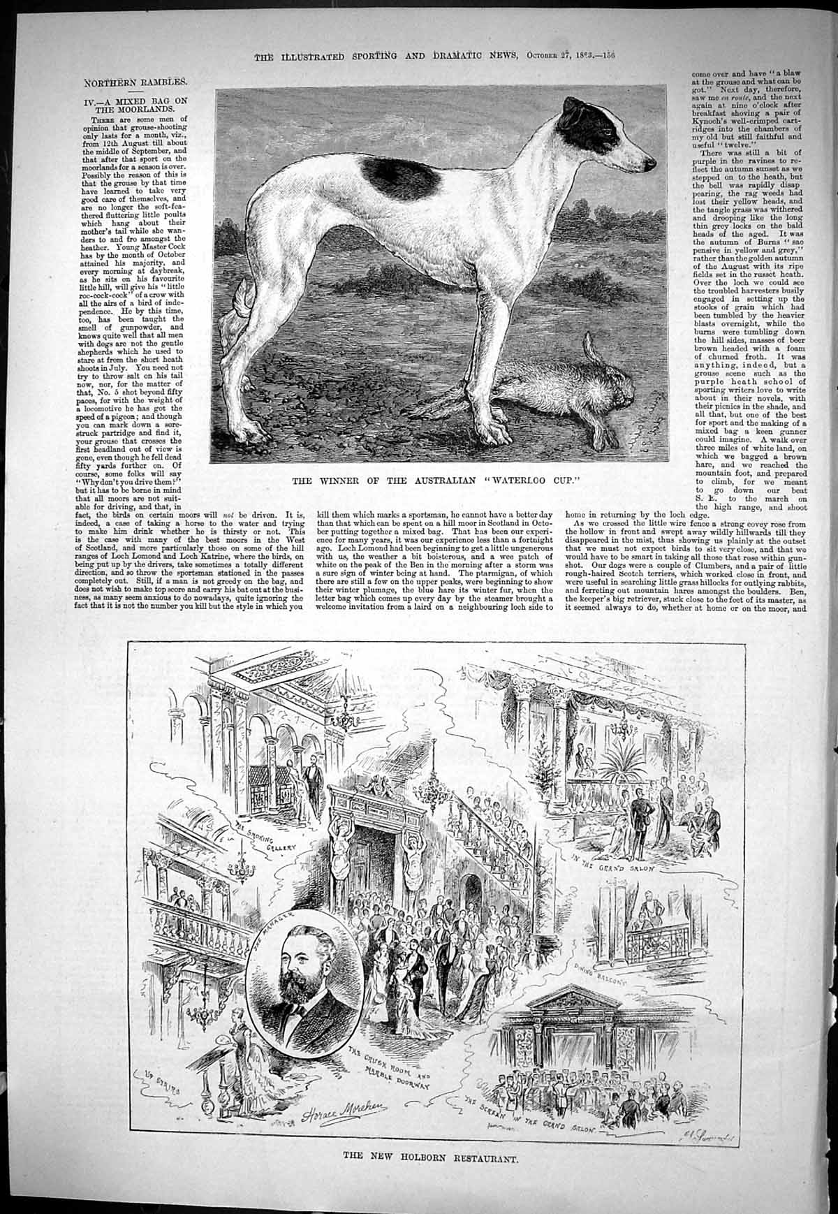 Old Sporting Dramatic News 1883 Greyhound Dog Waterloo Cup Holborn Re Victorian