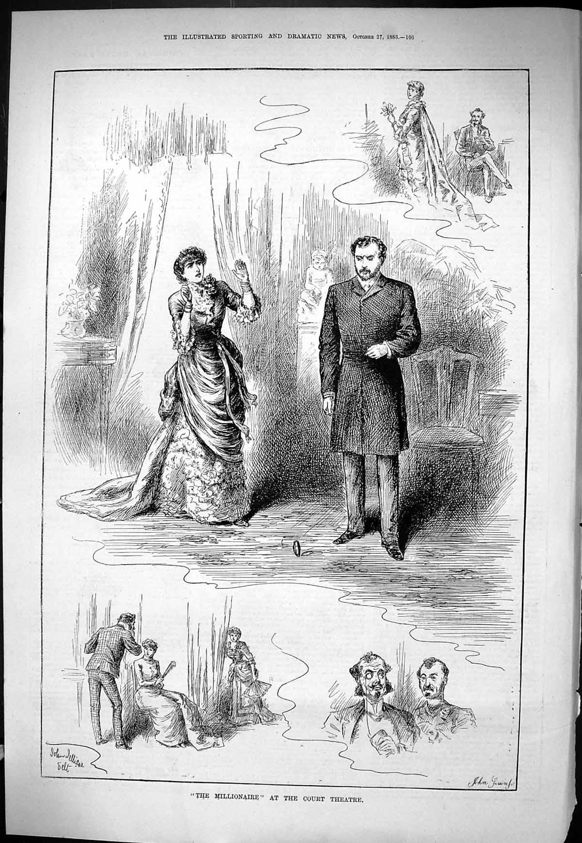 Old Sporting Dramatic News 1883 Millionaire Court Theatre Actors Swai Victorian