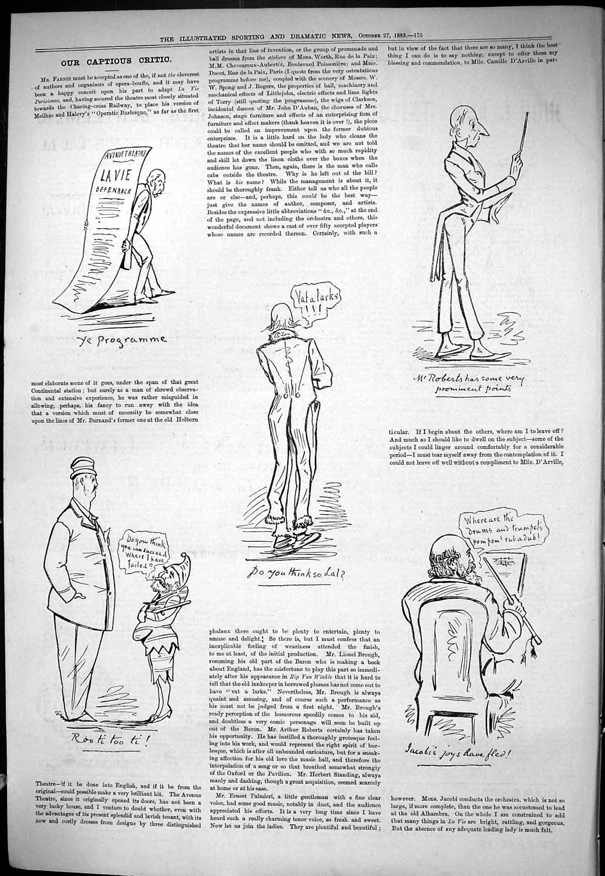 Old Sporting Dramatic News 1883 Captious Critic Theatre Programme Rob Victorian