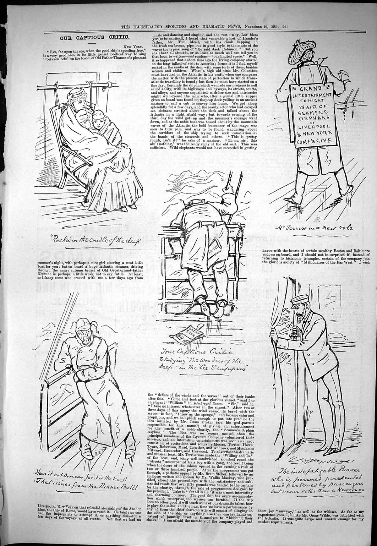 Old Sporting Dramatic News 1883 Captious Critic Theatre Ship Entertai Victorian