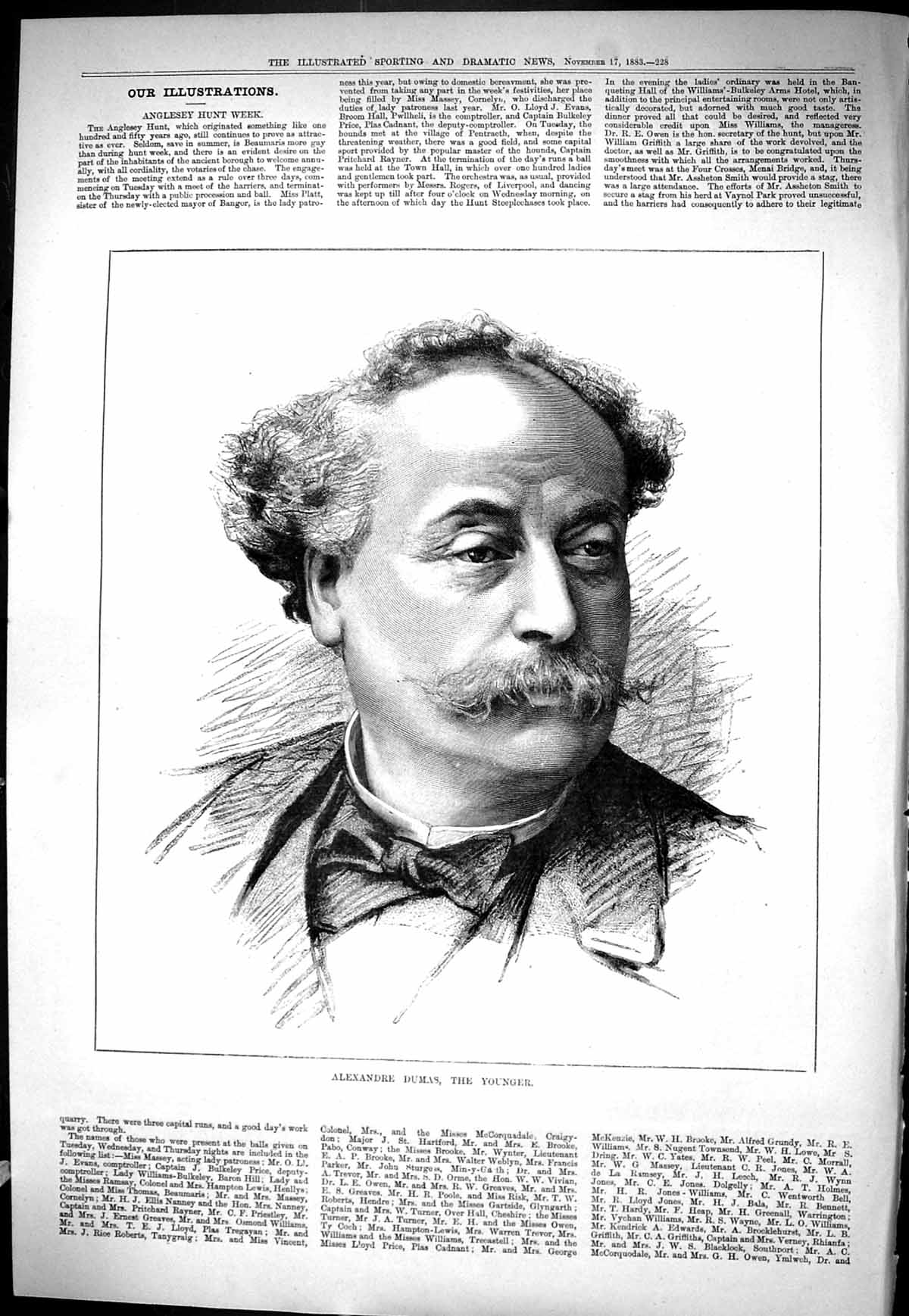 Antique Print Sporting Dramatic News 1883 Portrait Younger Alexandre Dumas 19th