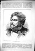 Antique Print Sporting Dramatic News 1883 Portrait Late Alexandre Dumas Man