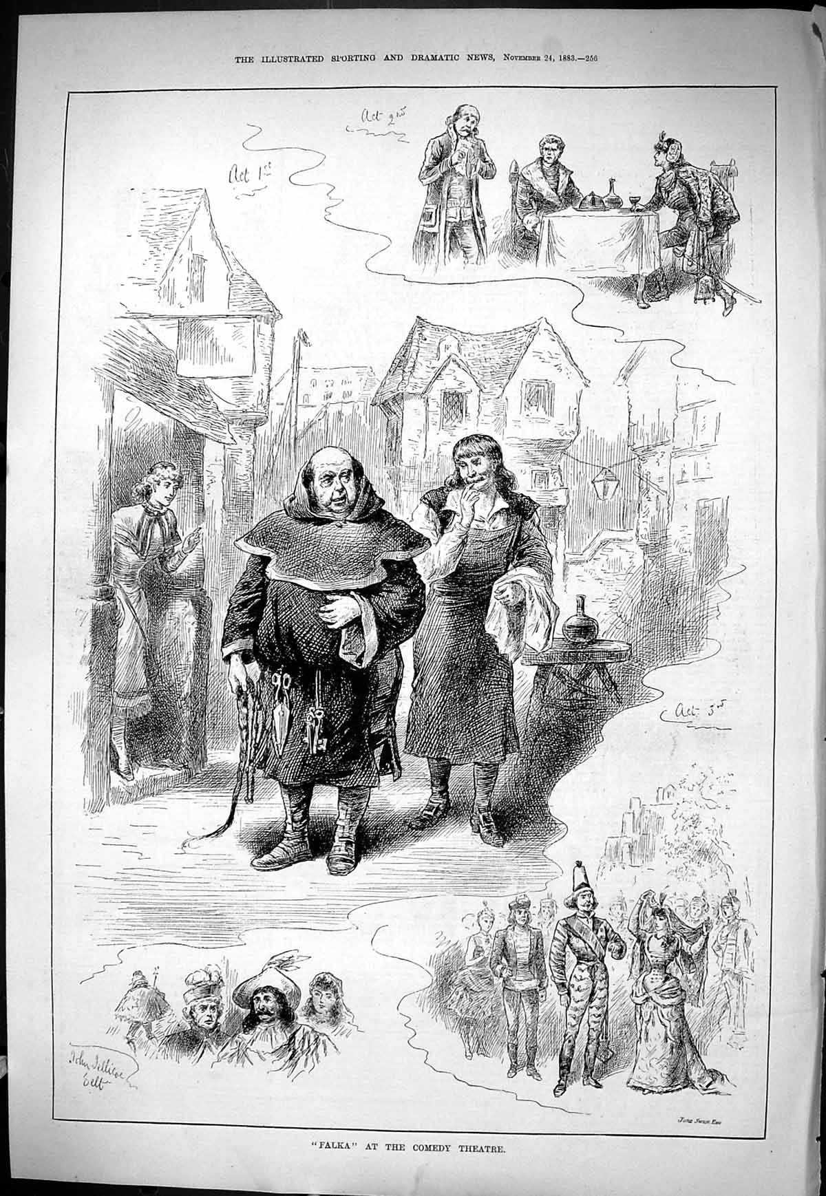 Old Sporting Dramatic News 1883 Scenes Falka Comedy Theatre Actors Sw Victorian