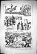 Old Sporting Dramatic News 1883 Sport New Zealand Hunting Horses Dogs Victorian