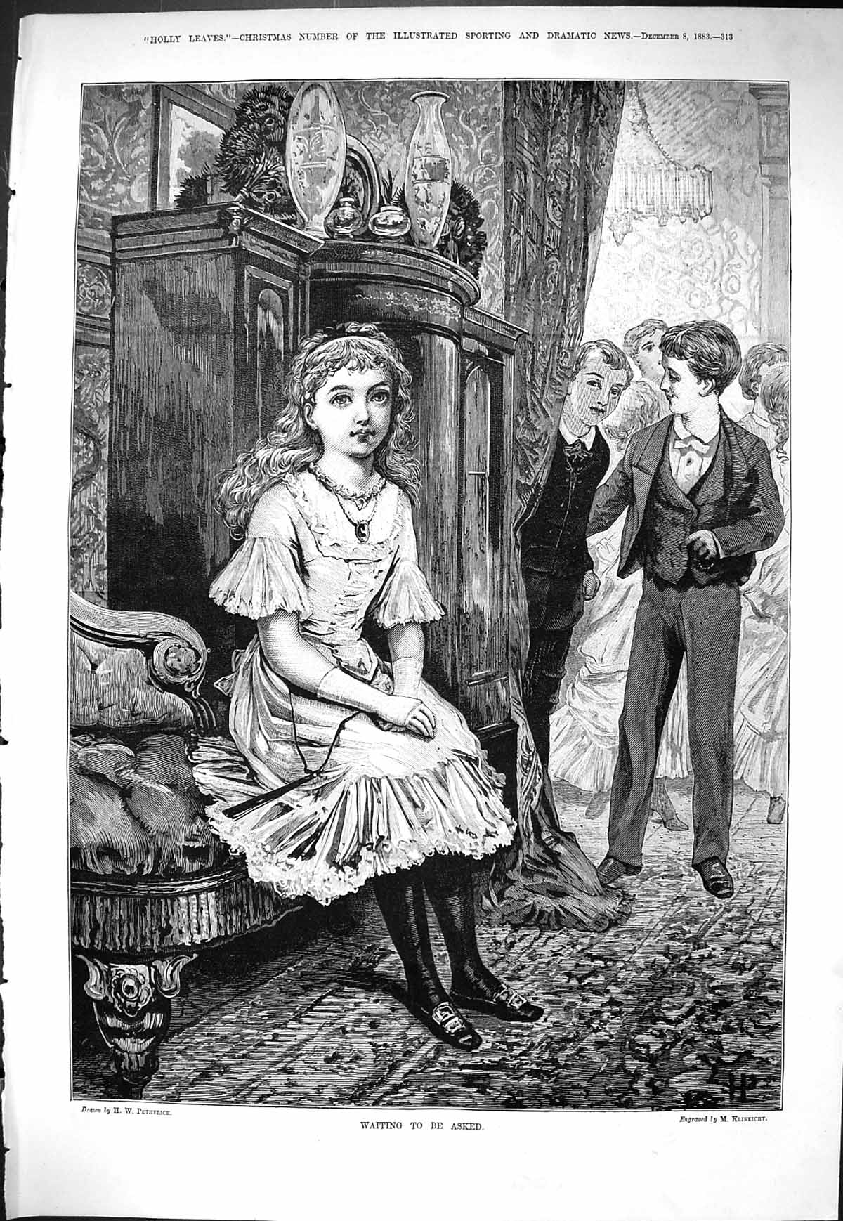 Old Sporting Dramatic News 1883 Waiting To Be Asked Little Boy Girl R Victorian