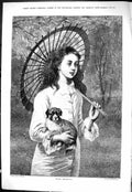 Antique Old Print Sporting Dramatic News 1883 Beautiful Girl Puppy Dog Holmes