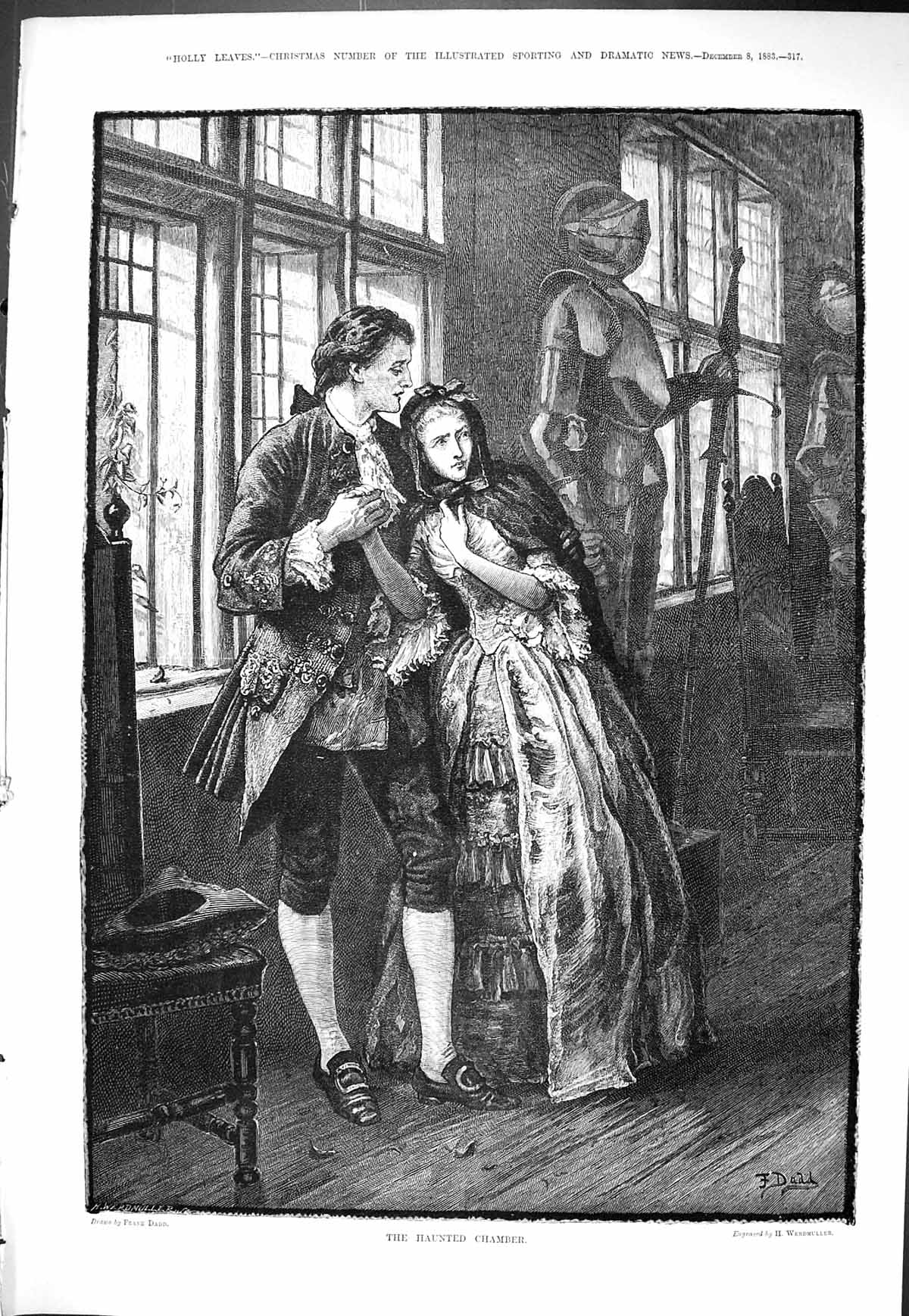 Old Sporting Dramatic News 1883 Haunted Chamber Man Lady Romance Knig Victorian