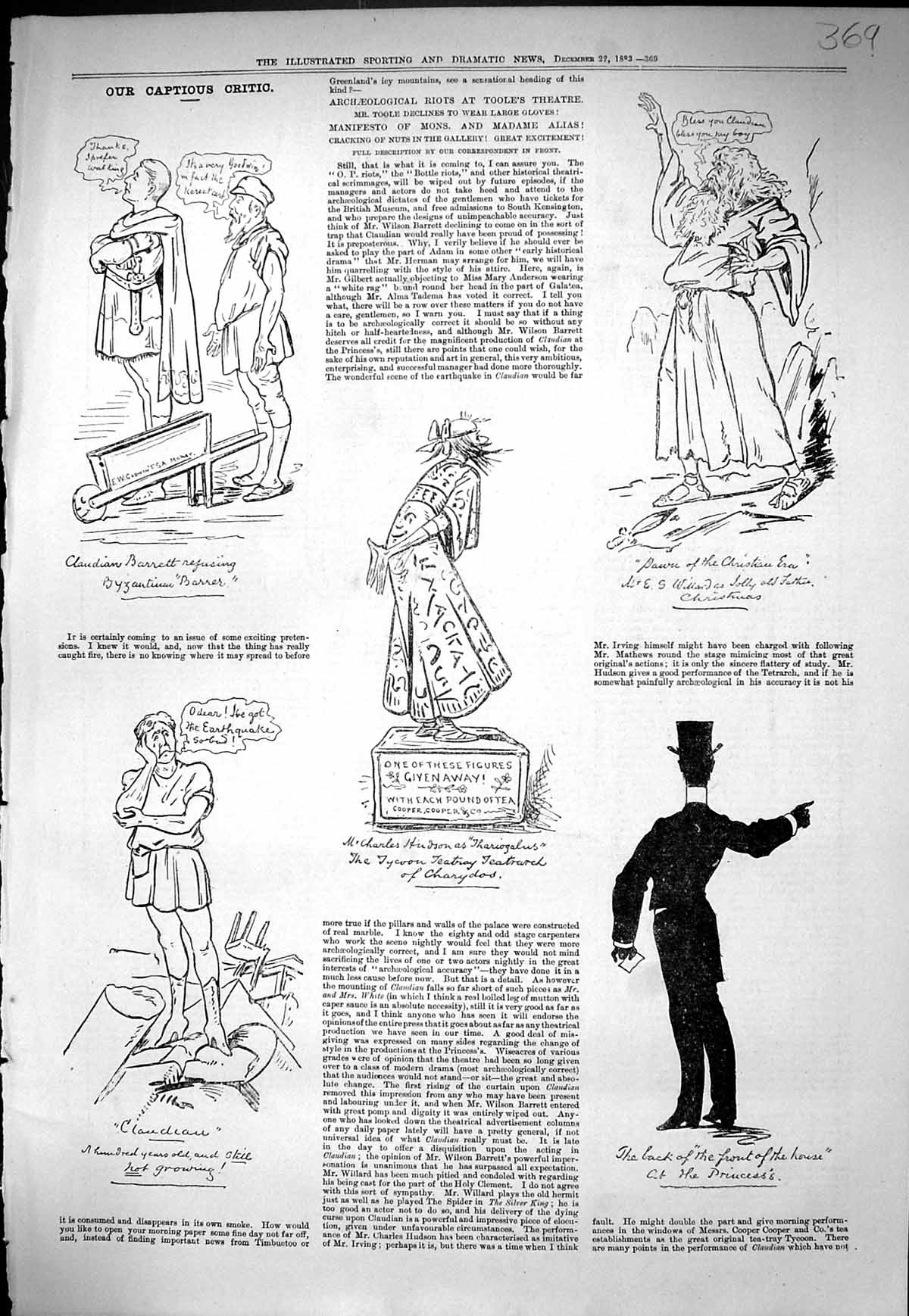 Old Sporting Dramatic News 1883 Captious Critic Theatre Princess'S Cl Victorian