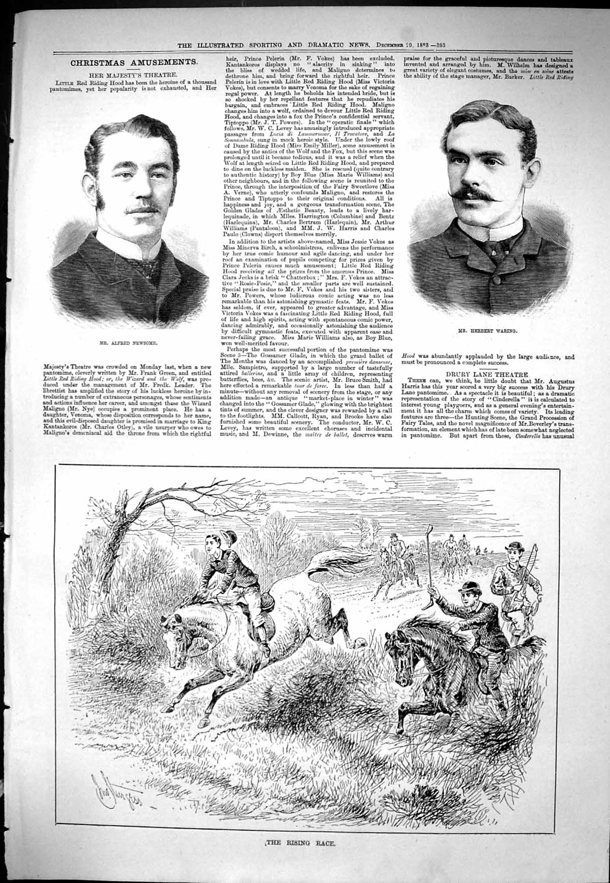 Old Sporting Dramatic News 1893 Alfred Newsome Herbert Waring Hunting Victorian