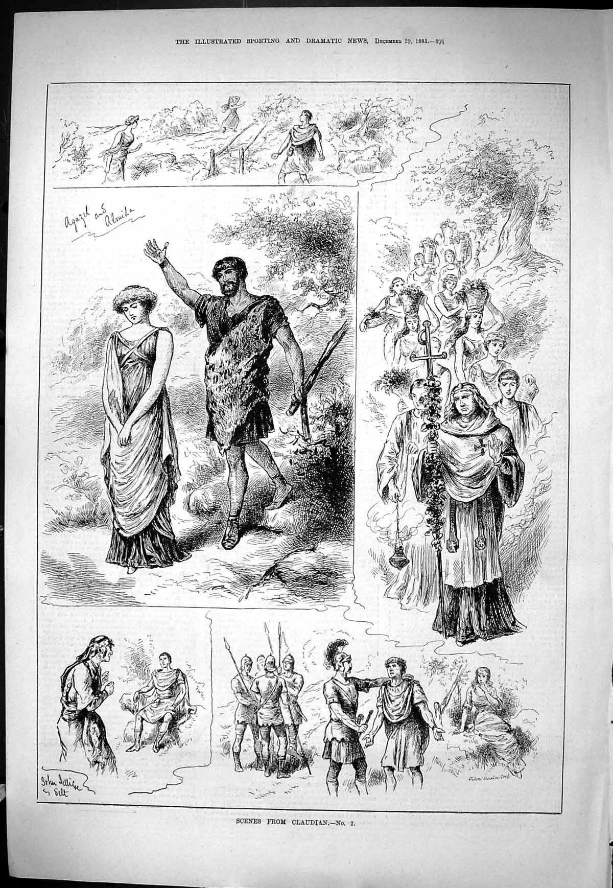 Old Sporting Dramatic News 1883 Scenes Claudian Theatre Actors Swain Victorian