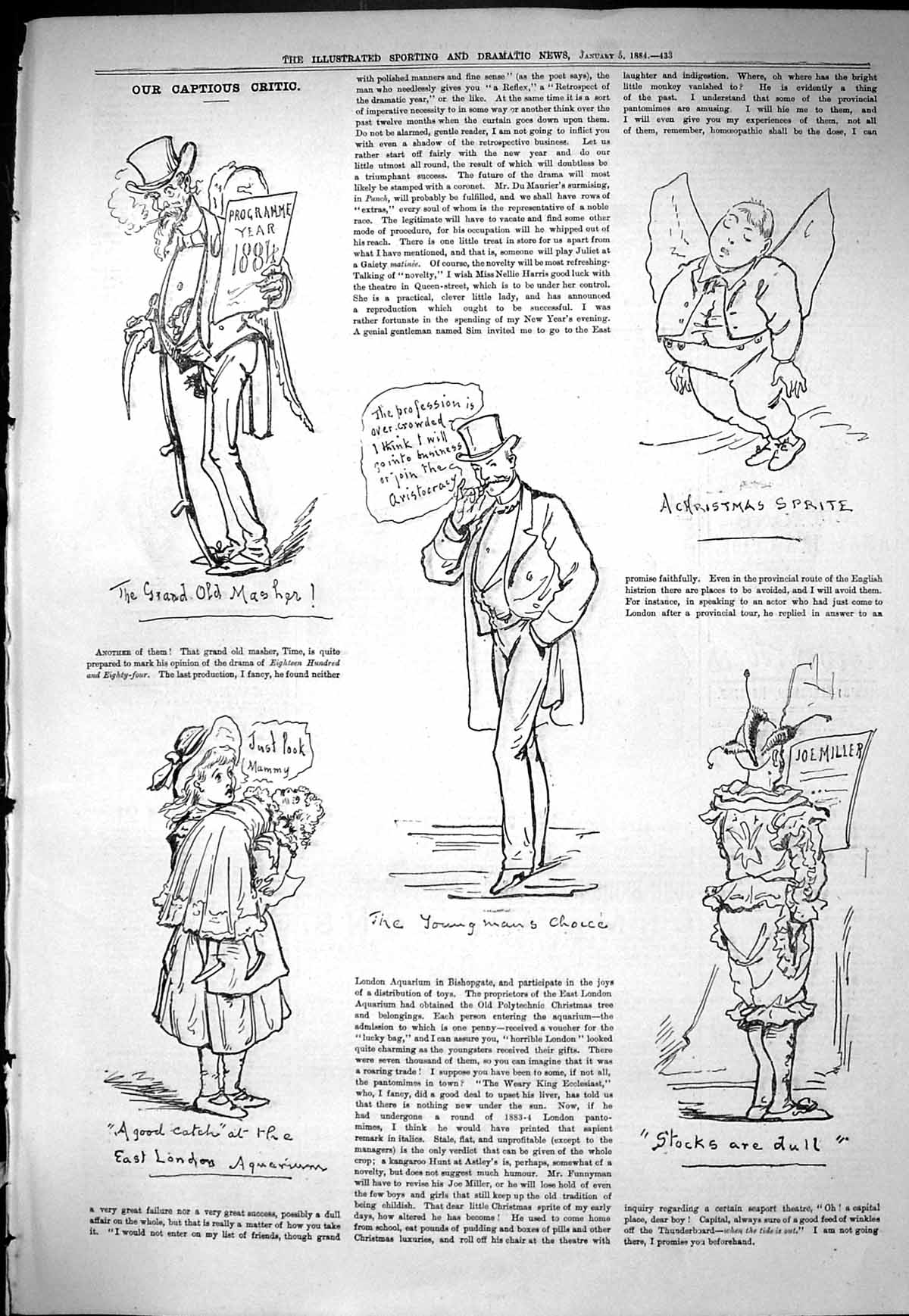 Old Sporting Dramatic News 1884 Captious Critic Theatre Masher Joe Mi Victorian
