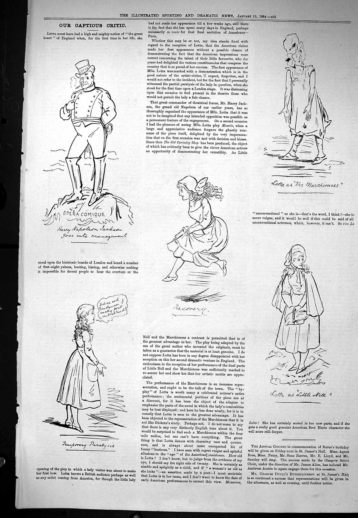 Old Sporting Dramatic News 1884 Captious Critic Opera Comique Theatre Victorian