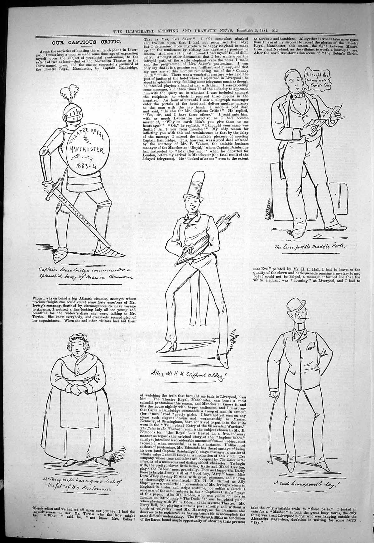 Old Sporting Dramatic News 1884 Captious Critic Theatre Royal Manches Victorian