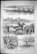 Old Sporting Dramatic News 1884 Cambridge Crew Boat Race Training Swa Victorian