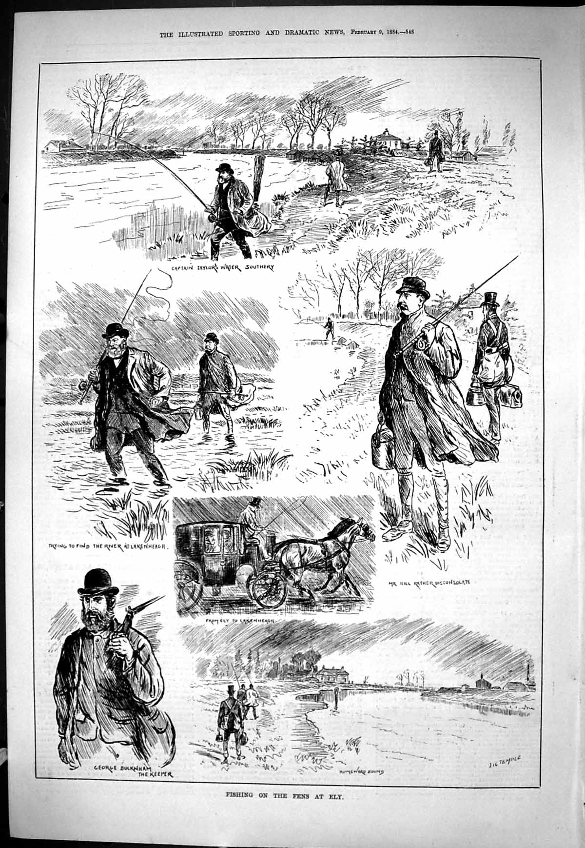 Old Sporting Dramatic News 1884 Fishing Fens Lily Bucknham Taylor Lak Victorian
