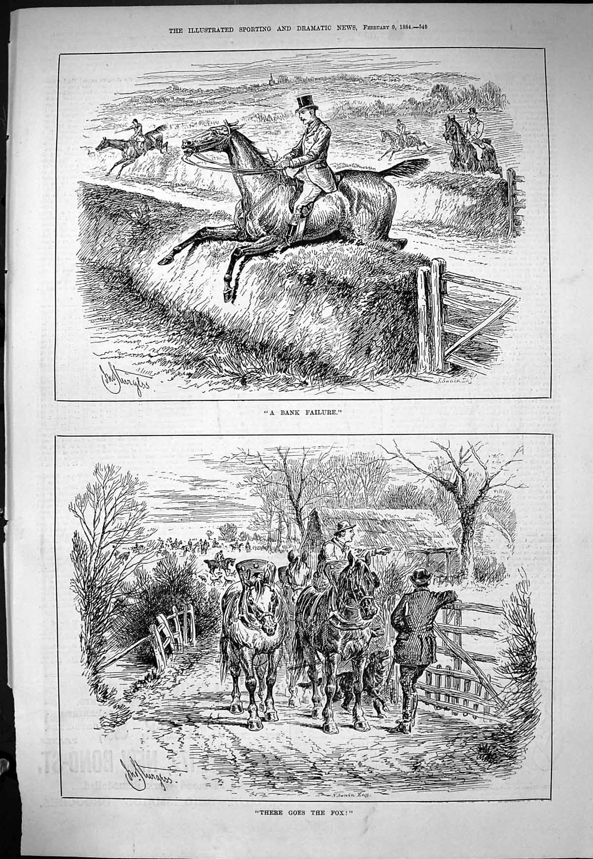 Old Sporting Dramatic News 1884 Fox Hunting Horses Huntsmen Sport Swa Victorian