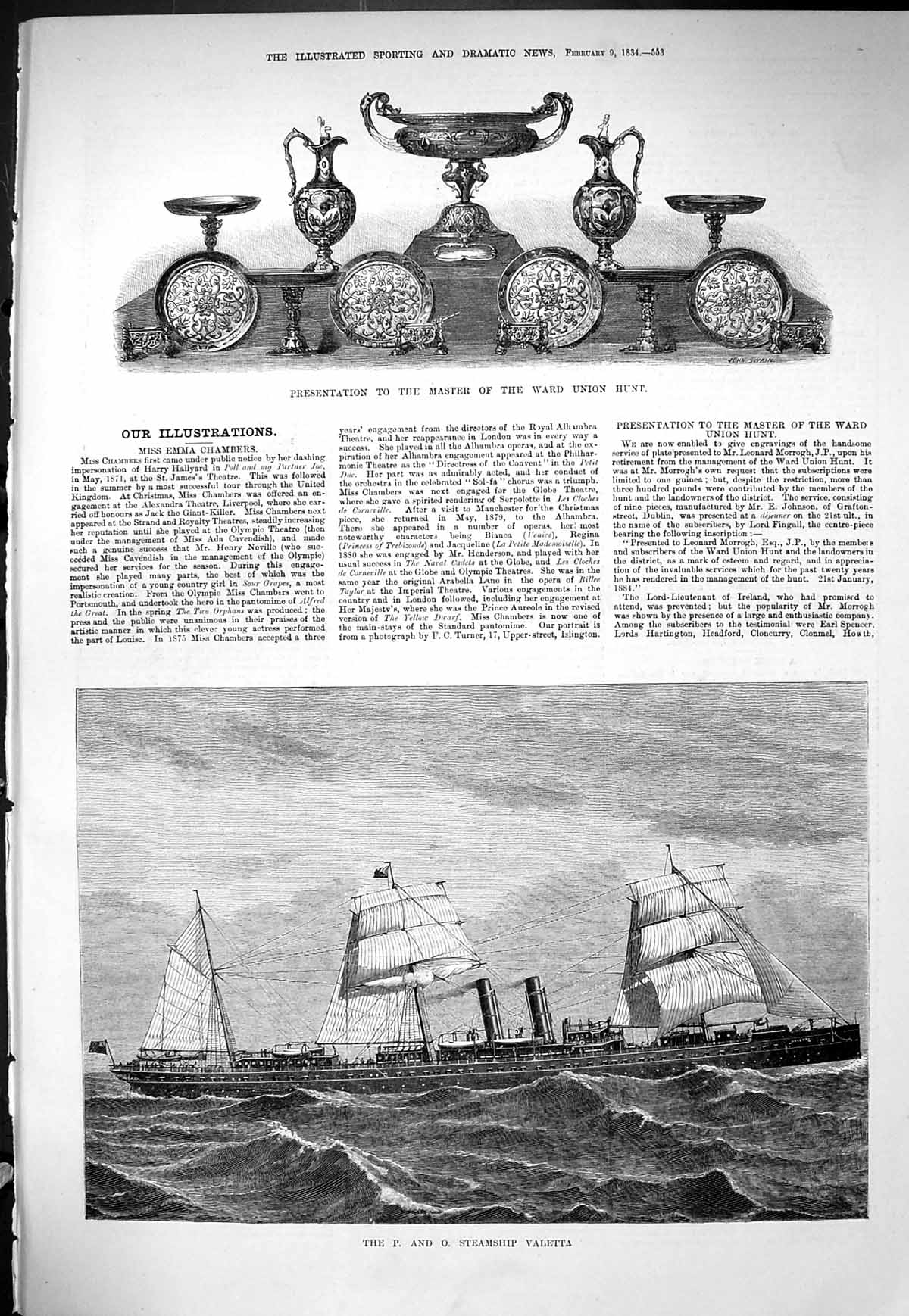 Old Presentation Master Ward Union Hunt 1884 P And O Steamer Ship Val Victorian