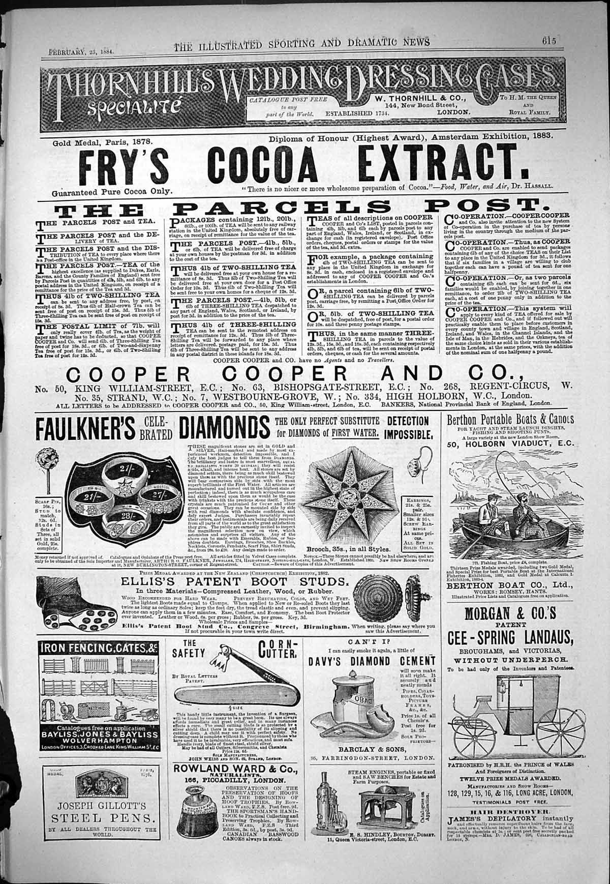 Old Sporting Dramatic News 1884 Fry'S Cocoa Extract Faulkners Morgan Victorian