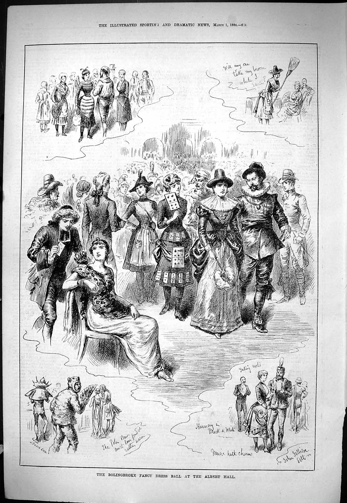 Old Sporting Dramatic News 1884 Bolingbroke Fancy Dress Ball Albert H Victorian