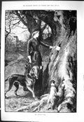 Old Sporting Dramatic News 1884 Trysting Tree Lady Countryside Dogs F Victorian